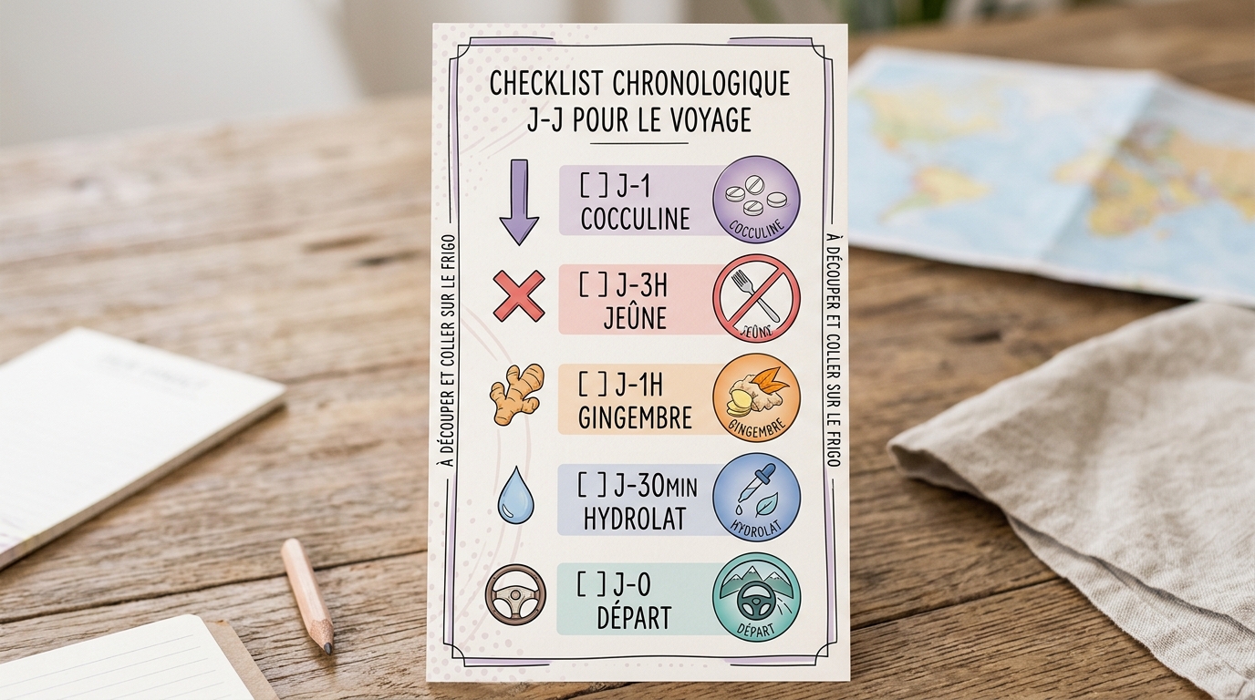 Checklist protocole timing remèdes naturels chien mal des transports