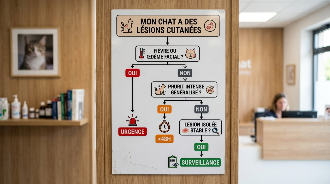 Arbre décisionnel gravité maladies peau chat urgence ou consultation