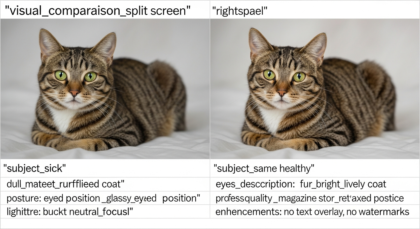 Chat malade poils mats versus chat sain pelage brillant comparaison