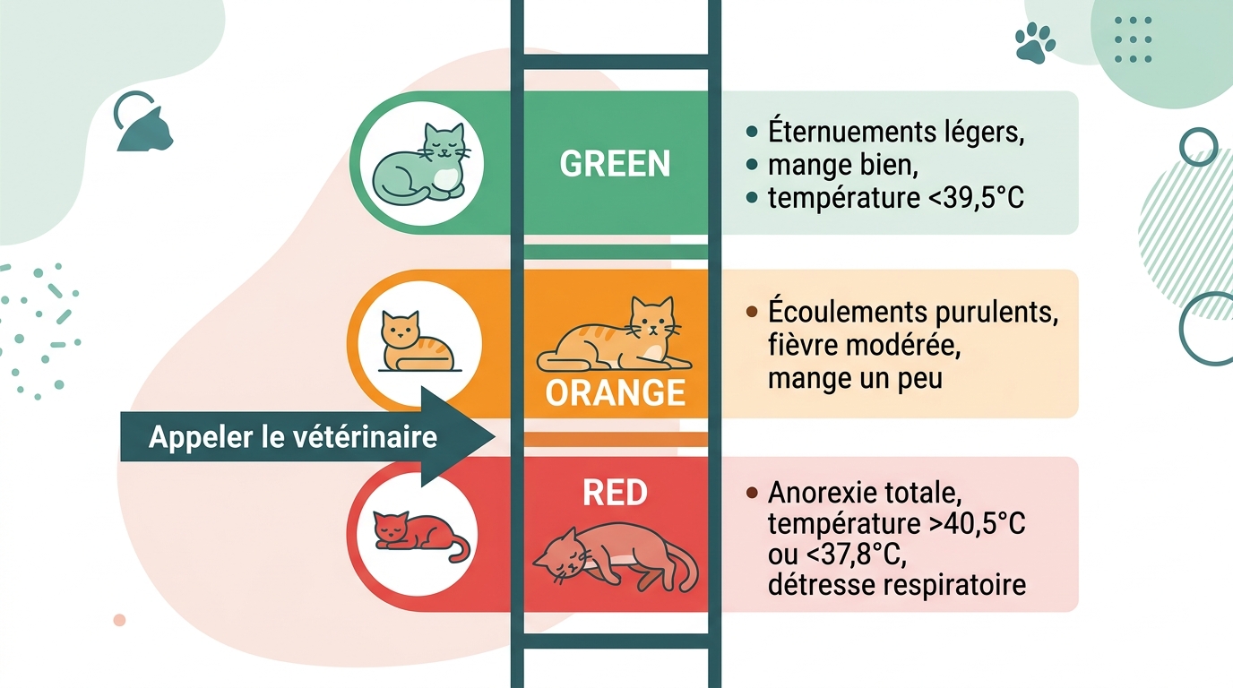 Échelle gravité coryza chat code couleur urgence vétérinaire