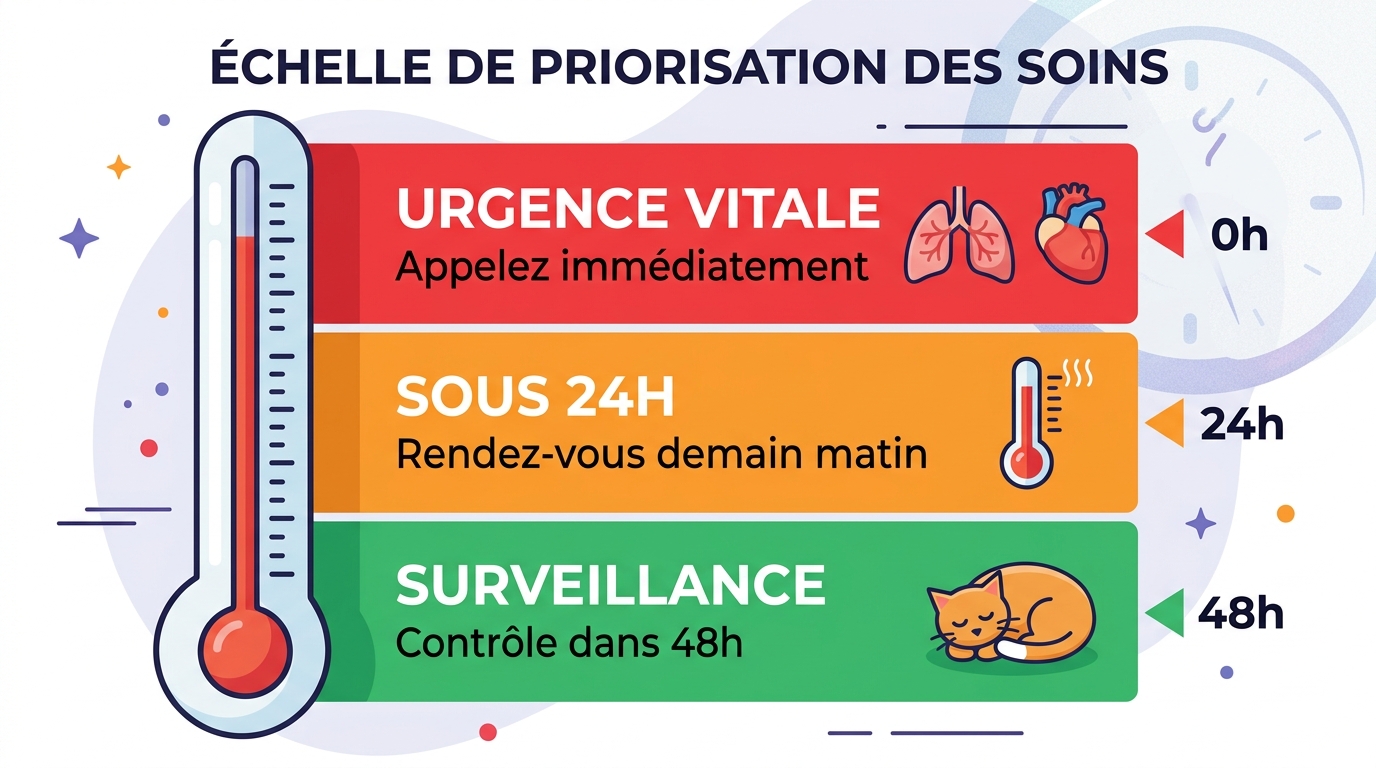 Échelle d'urgence vétérinaire : quand consulter pour maladie chat mortelle