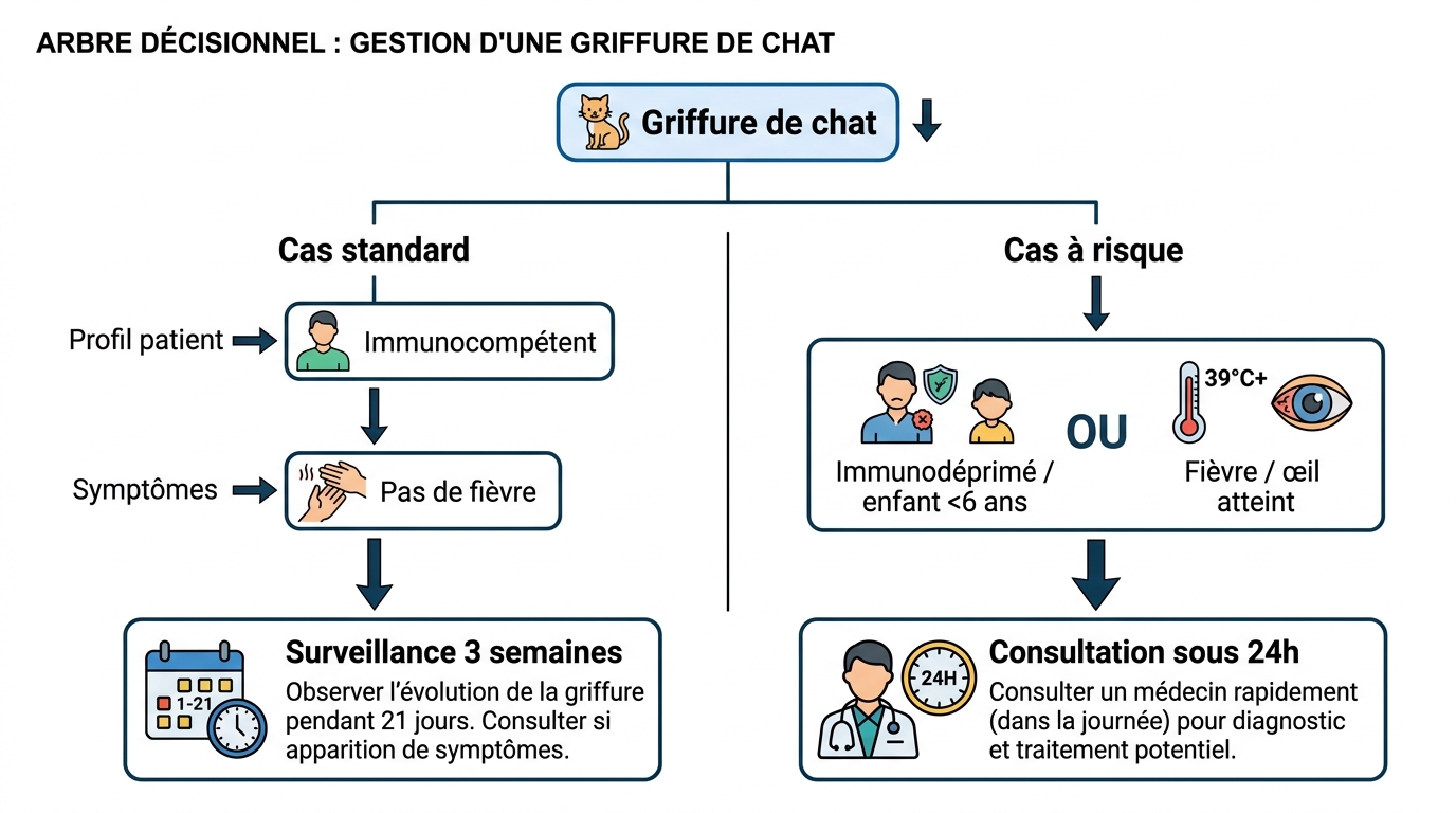 Arbre décisionnel consultation médecin griffure chat