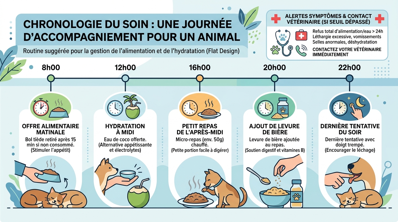 Planning protocole 24h alimentation chien malade horaire
