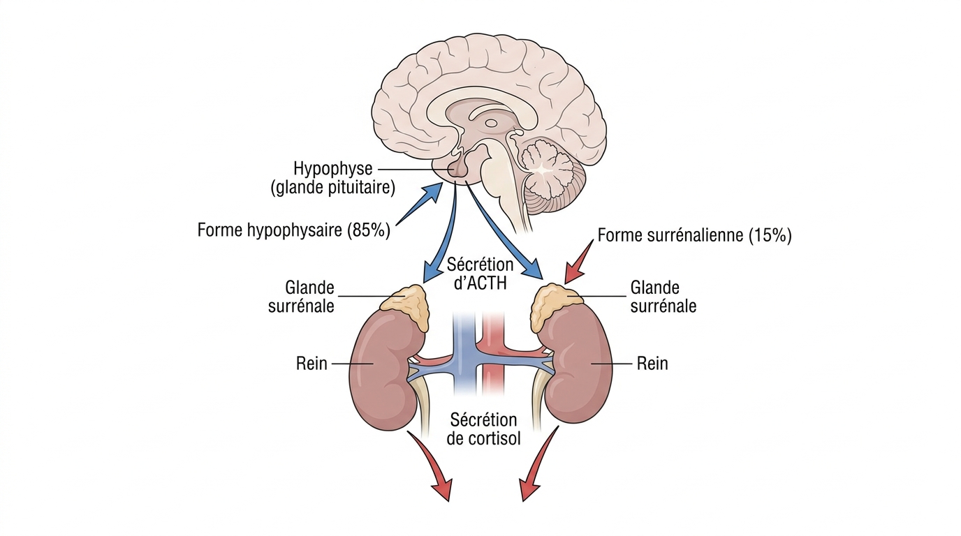 Schéma axe hypophyse surrénales cortisol chien