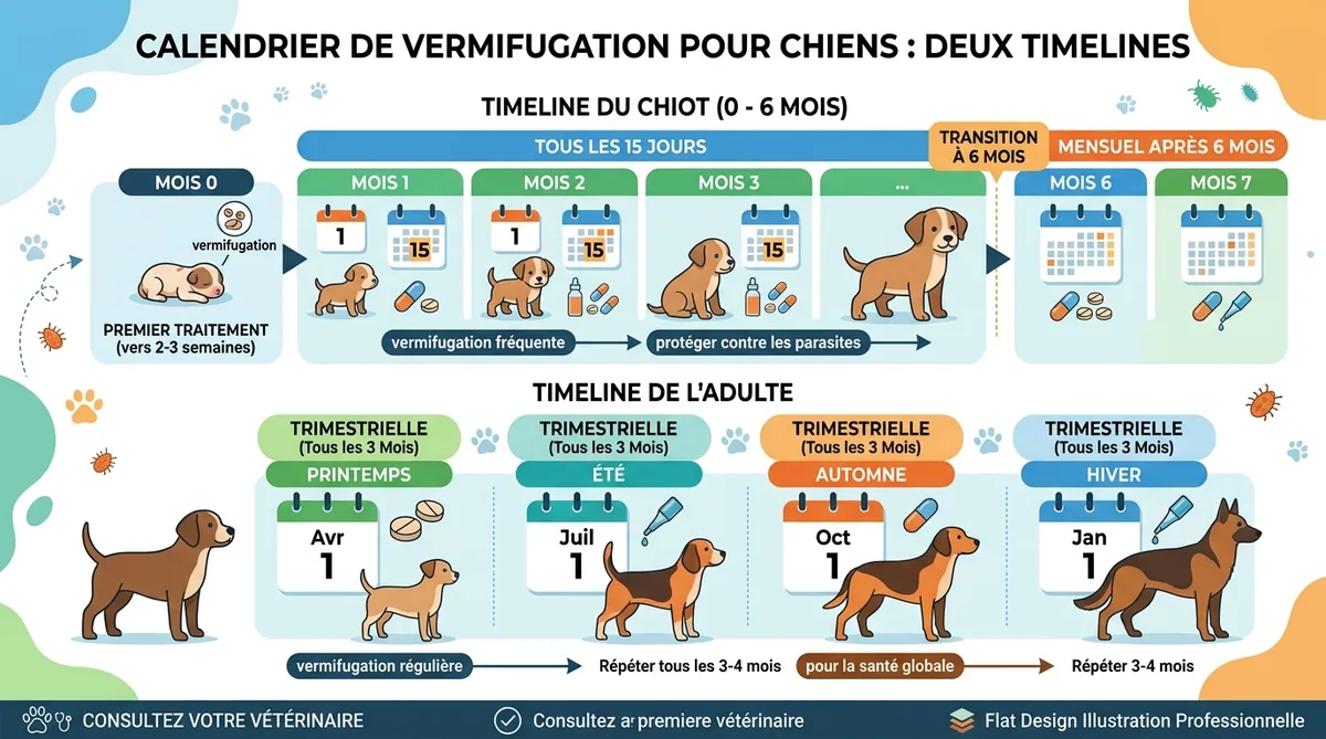 Calendrier vermifugation naturelle chiots versus chiens adultes