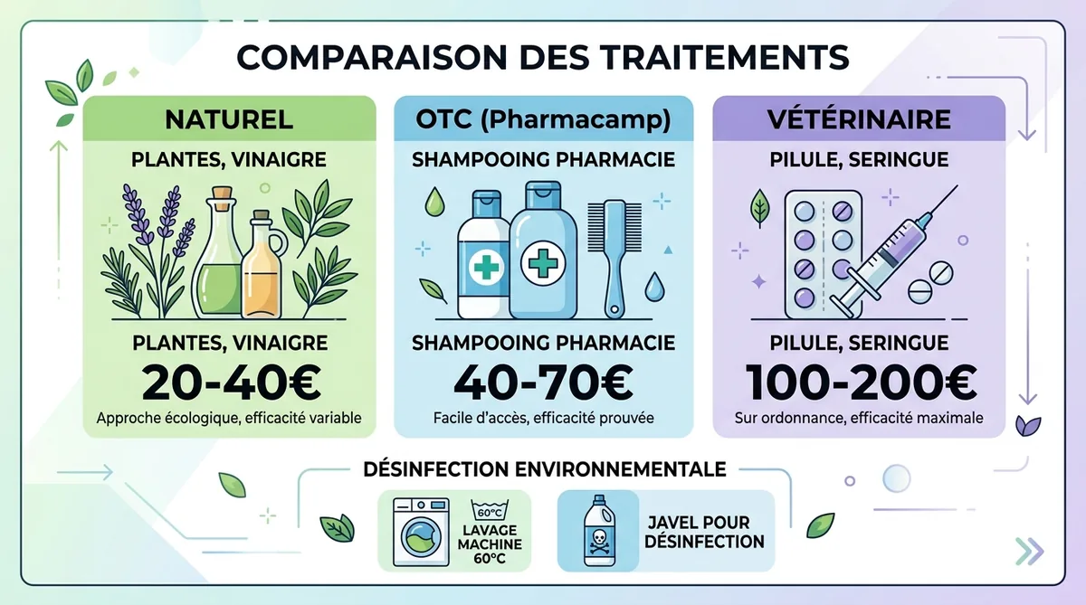 Comparatif coûts traitement teigne chat naturel vs vétérinaire 2026