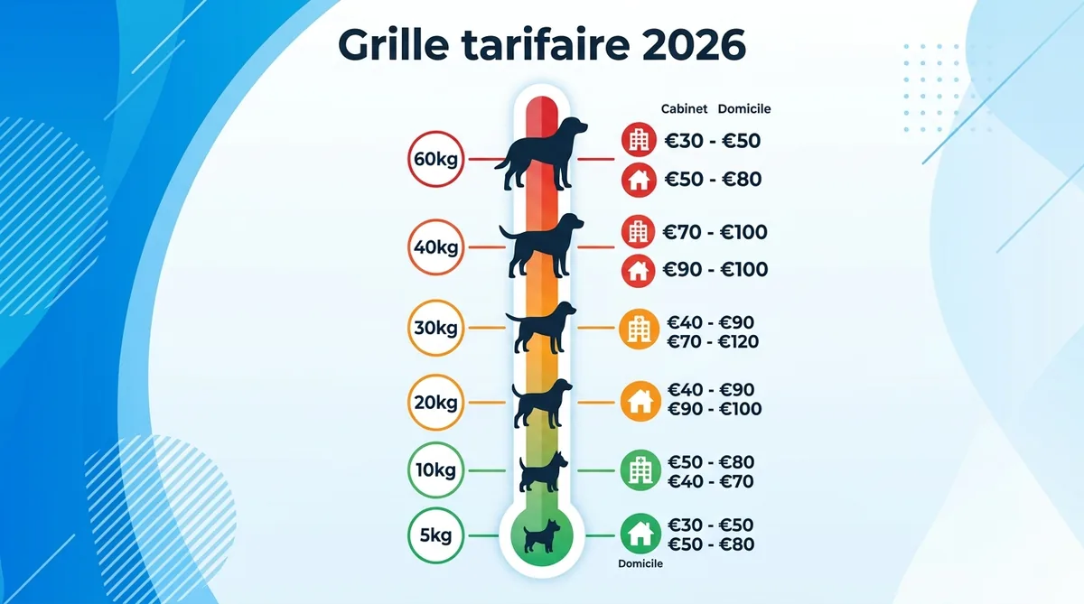 Grille tarifaire euthanasie chien 2026 par poids cabinet et domicile