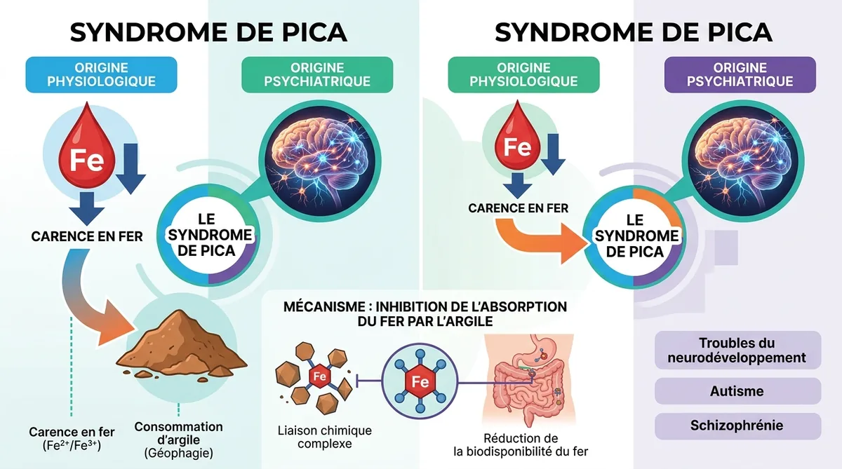 Infographie causes syndrome de pica anémie fer psychiatrie