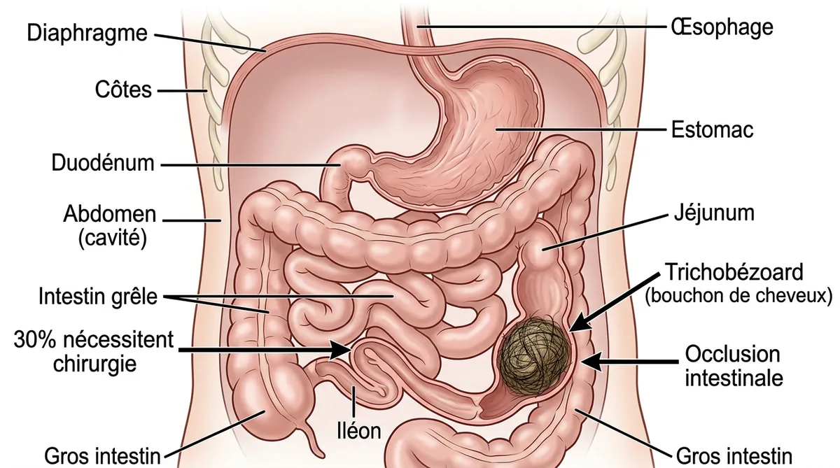 Schéma occlusion intestinale bézoard complication syndrome pica