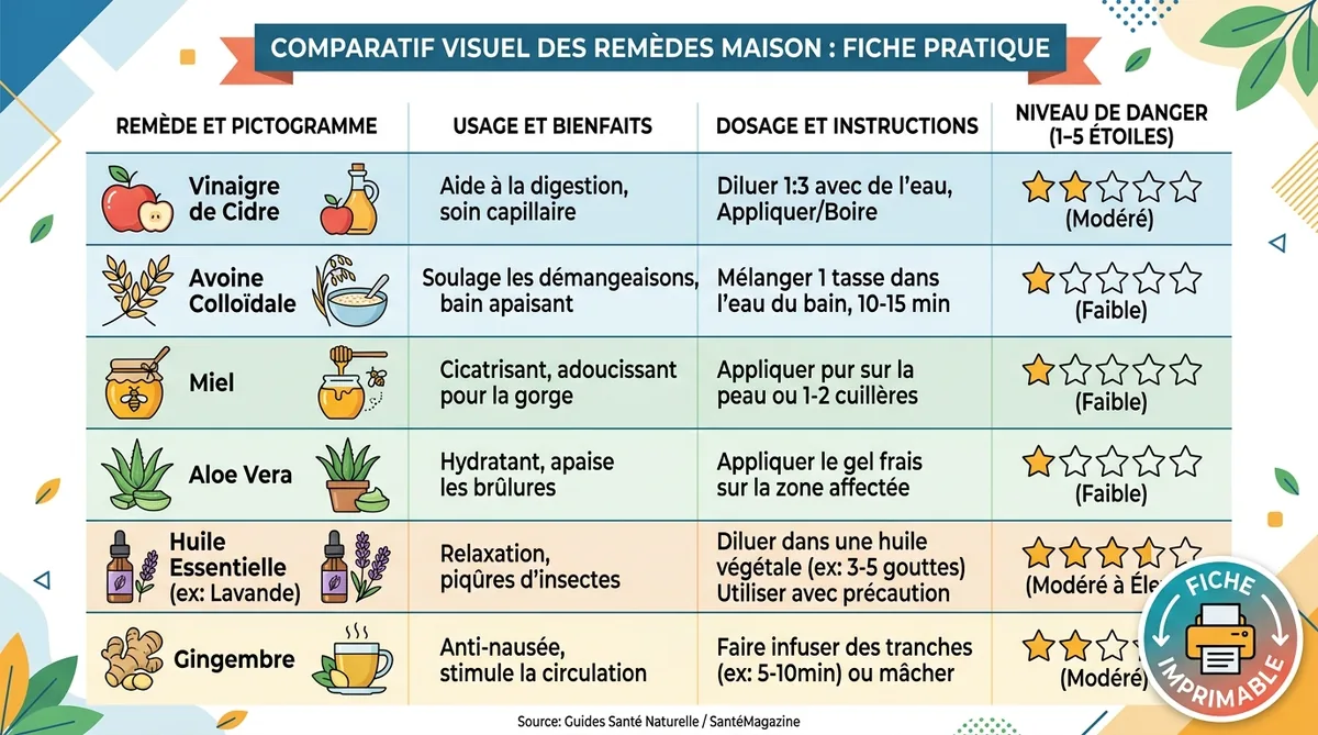 Tableau comparatif remèdes naturels démangeaisons chien dosages