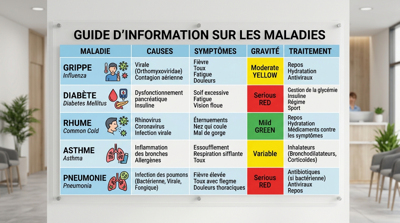 Tableau comparatif des maladies transmises par le chat à l'homme