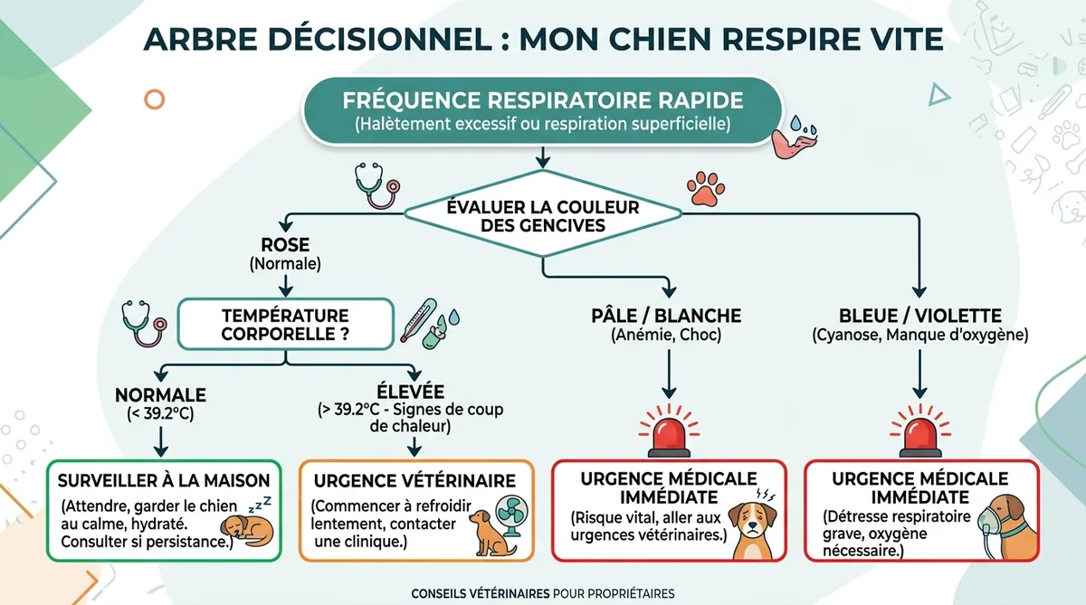 Arbre décisionnel urgence respiration chien gencives température