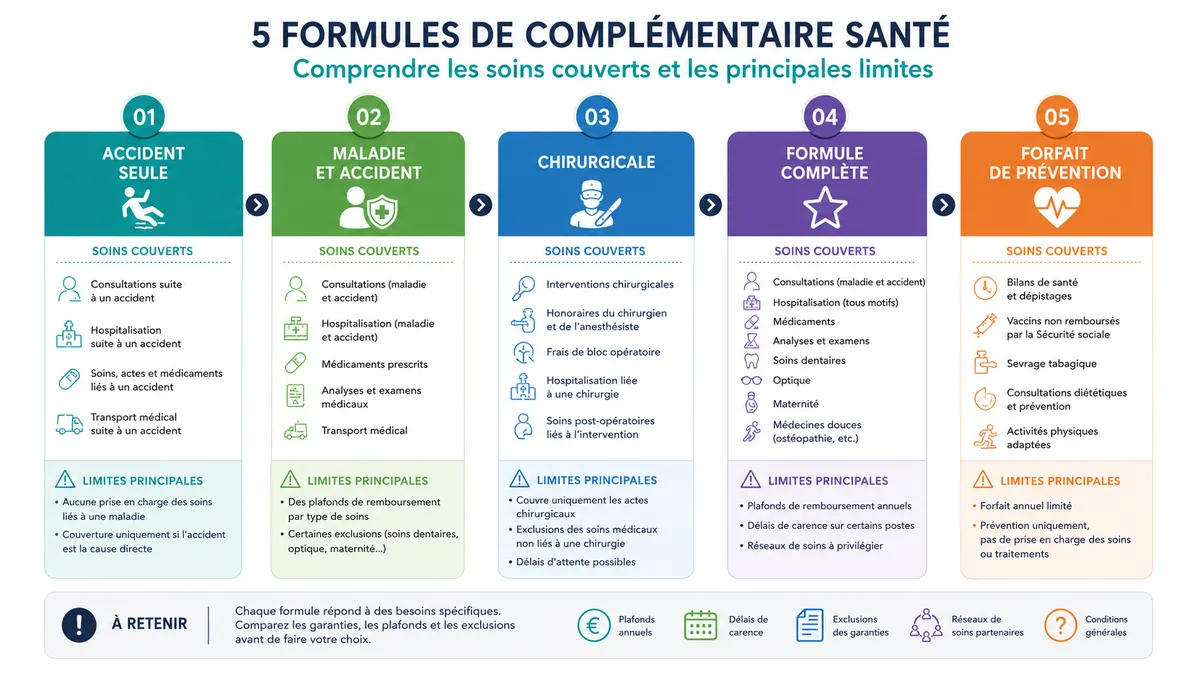 Comparatif visuel des formules d'assurance santé NAC
