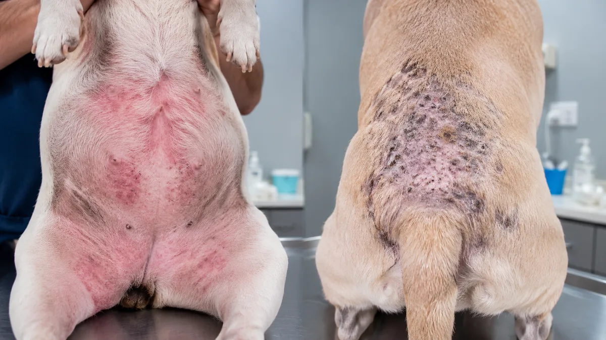 Dermatite chien photo comparant atopie et allergie aux puces