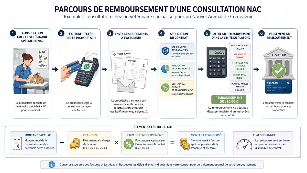 Étapes du remboursement des frais vétérinaires d'un NAC