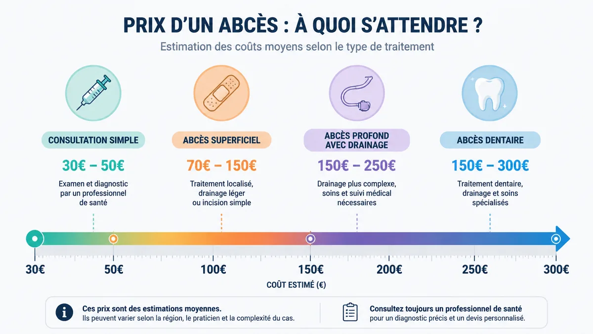 Échelle de prix d'une prise en charge vétérinaire d'un abcès chat