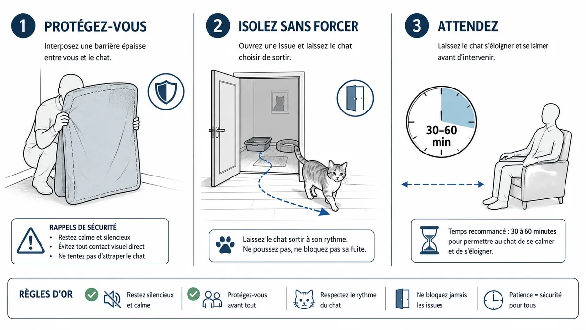 Protocole gestion crise syndrome du tigre chat : protection, isolement, attente