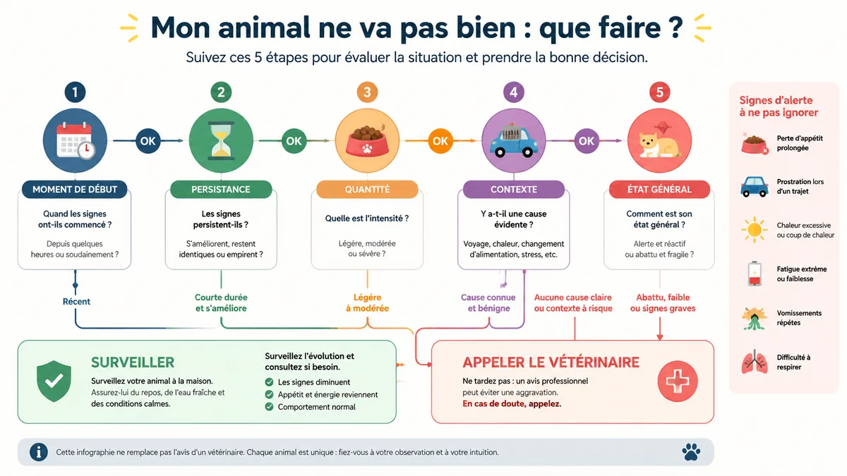 Infographie de triage d’une salivation inhabituelle chez le chien