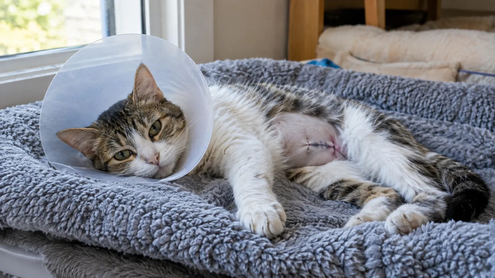 Après stérilisation chat femelle : soins et récupération